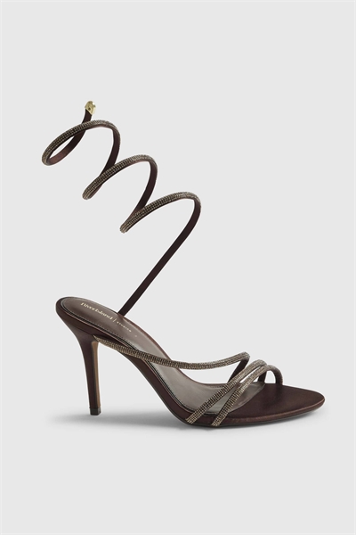 Сандалии на каблуке с обхватывающим ремешком и декоративными элементами артикул 155849159