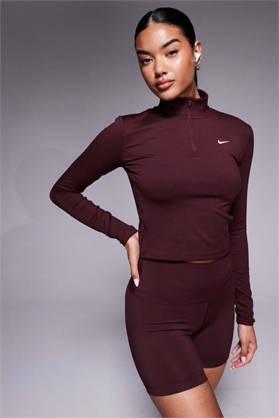 Облегающая кофта с длинным рукавом и полузастежкой-молнией Nike One Training артикул 147133091