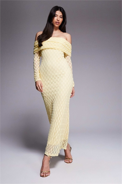 Макси-платье Adoni с открытыми плечами из текстурированного кружева, желтого цвета артикул 151640663