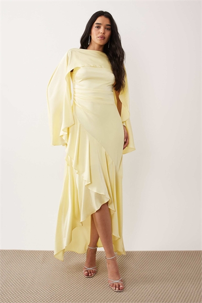 Атласное макси-платье с накидкой и юбкой-парео для подружек невесты артикул 154078326