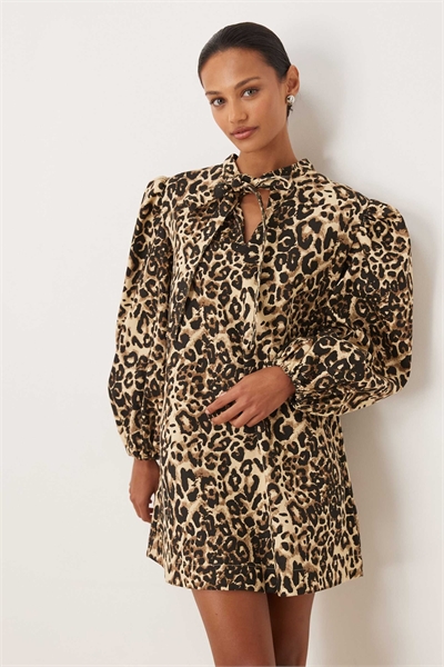 Мини-платье из чистого хлопкового денима с объемными рукавами от Mirage артикул 154057285