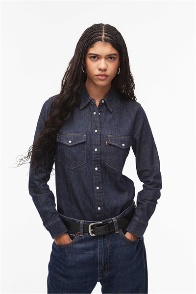 Культовая джинсовая рубашка в западном стиле артикул 142511611