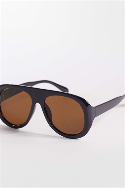 Эксклюзивные очки-авиаторы с толстыми линзами цвета загара в черном цвете артикул 153150554