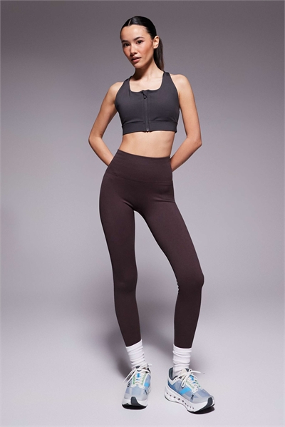 Леггинсы для занятий спортом с высокой талией и мелкой бесшовной ребристой вязкой артикул 151335383