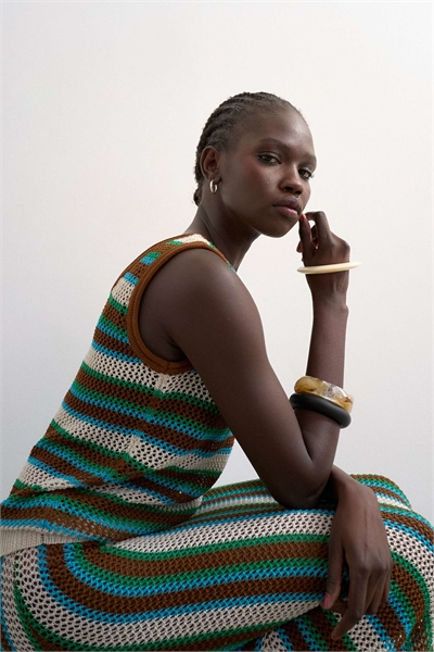 Трикотажный жилет с разноцветными полосками co-ord артикул 150559139