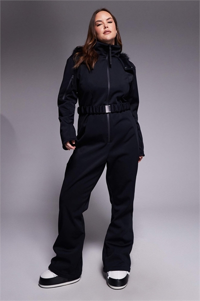 ASOS 4505 Curve — лыжный костюм из софтшелла с поясом, зауженными штанинами и капюшоном из искусственного меха артикул 144206058