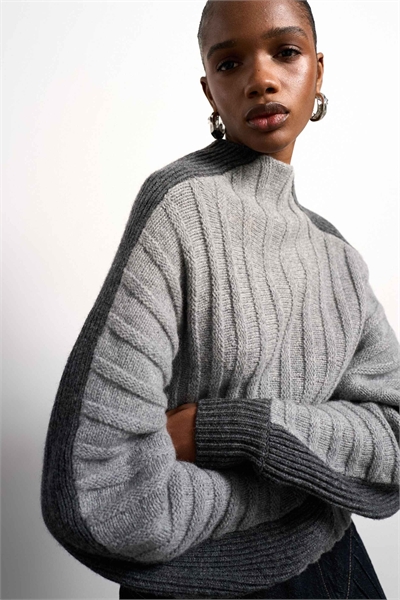 Tolu Coker x Topshop вязаный свитер из 100% овечьей шерсти с овальными рукавами, серый артикул 151451277