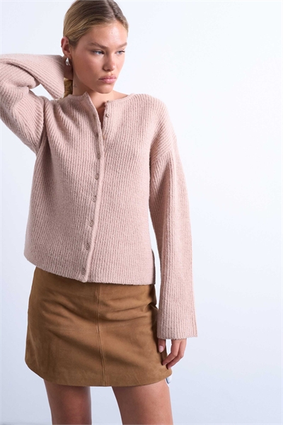 Вязаный кардиган свободного кроя с простым ребристым узором артикул 142327331