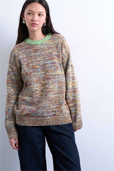 Свитер из вязаной многоцветной пряжи с контрастными переплетениями артикул 147867286
