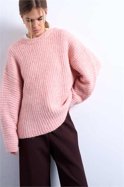 Свитер с ребристыми рукавами-балонами артикул 142541363