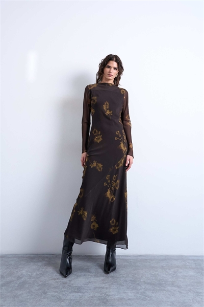 Макси-платье из шифона с V-образным вырезом артикул 153151371