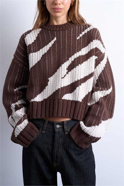 Свитер с абстрактным принтом из трикотажа артикул 147867288