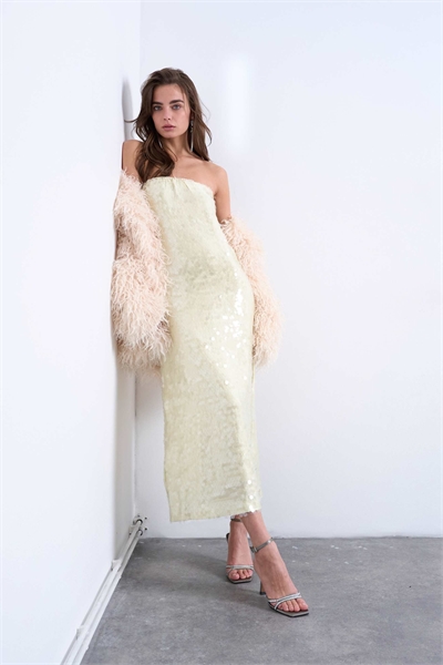 Бандо-топ с пайетками, цвет «сливочный» артикул 143503333