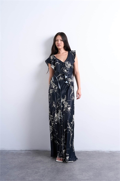 Макси-платье из необработанной ткани с оборками артикул 148999463