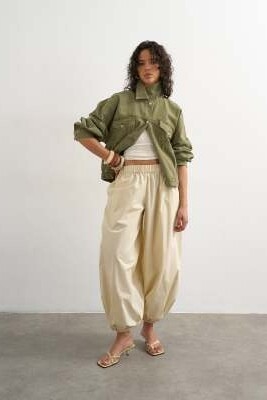 Брюки-балоны из экстра-поплина с эластичным поясом артикул 151806471