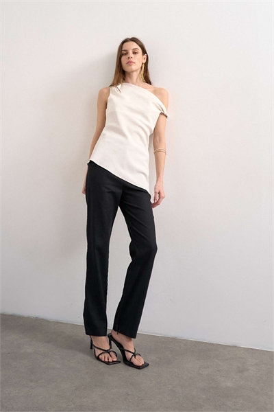 Брюки из льна приталенного кроя артикул 150554953