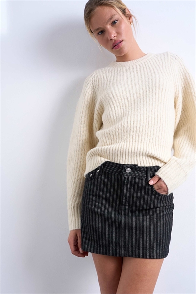 Мини-юбка из джинсовой ткани с оборками артикул 149833773