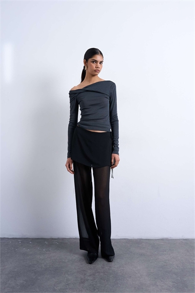 Прозрачные брюки с имитацией юбки из двух слоев артикул 152560953