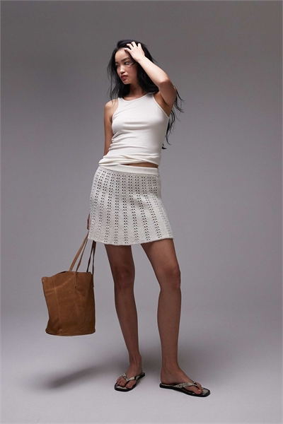 Трикотажная мини-юбка с отворотами артикул 148628270