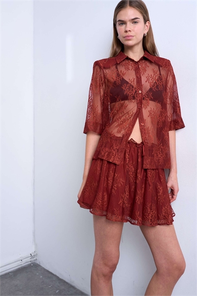 Юбка с кружевом и резинкой на талии co-ord артикул 151997632