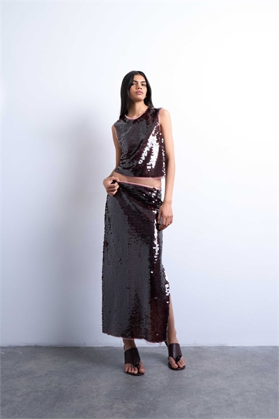 Юбка средней длины с контрастными пайетками co-ord артикул 143825437