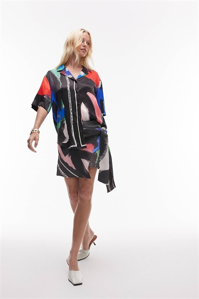 Юбка с завязками по бокам из атласа артикул 147442666