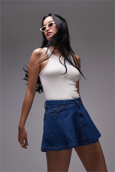 Мини-юбка из джинсовой ткани артикул 147470944