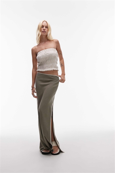 Макси-юбка из льна с косой отрезкой артикул 141936003