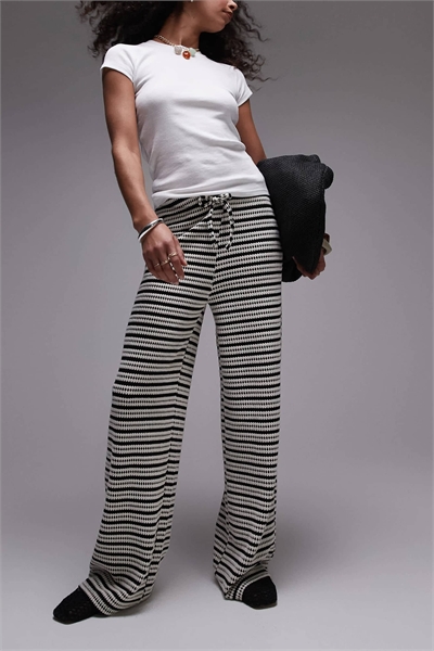 Брюки с широкими штанинами и текстурной полоской артикул 143263689