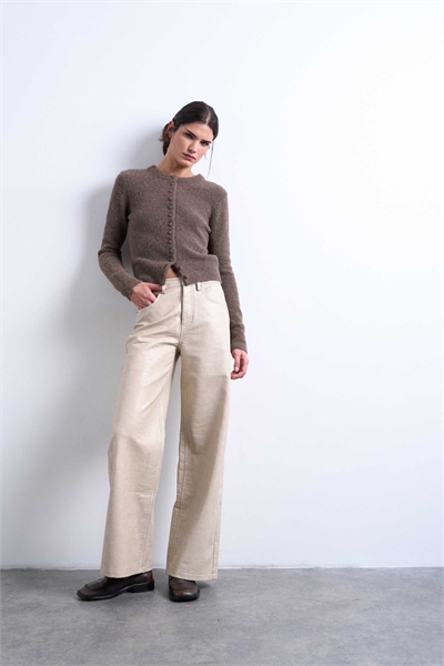 Брюки А-силуэта из искусственной кожи артикул 150266640