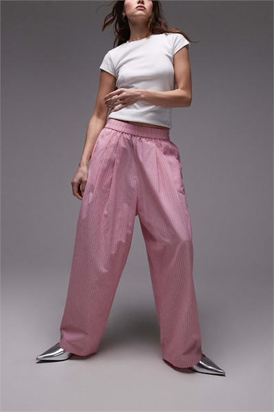 Брюки из поплина с широкими брючинами в полоску, надеваемые через голову артикул 140464970