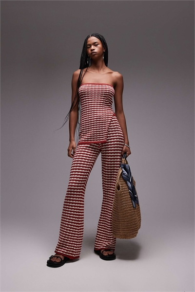 Брюки в полоску из трикотажа co-ord артикул 140143060