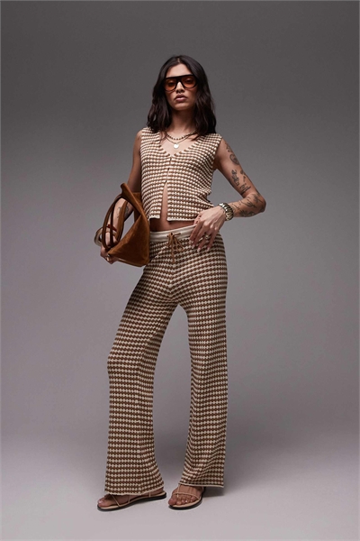 Брюки с вязаным клетчатым узором co-ord артикул 140793444