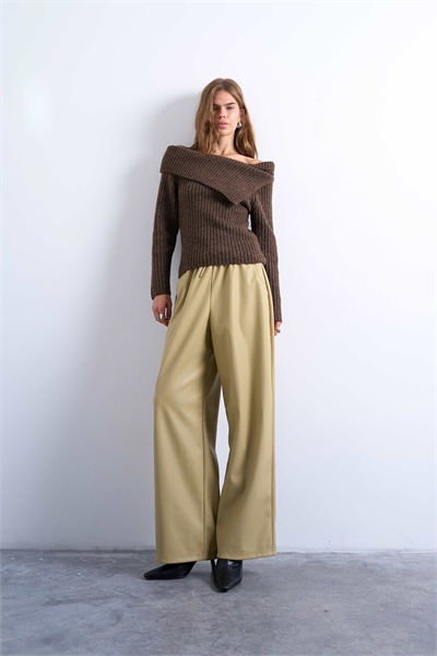 Брюки с прямыми брючинами из искусственной кожи на шнурке артикул 138929583