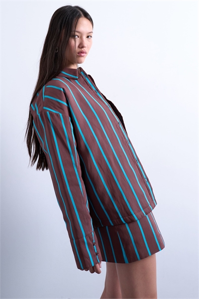 Стеганая рубашка свободного кроя в полоску co-ord артикул 147896391