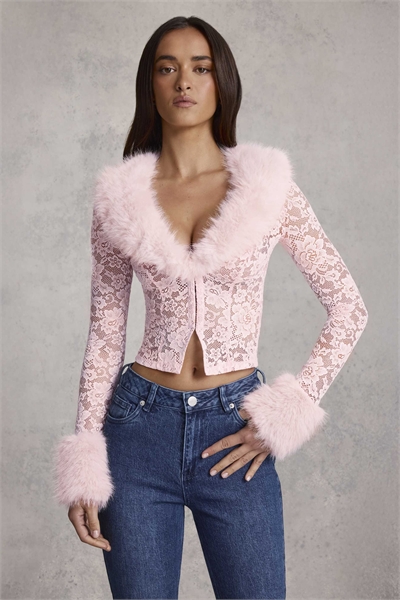 Кардиган с длинными рукавами и отделкой из искусственного меха co-ord артикул 156008395