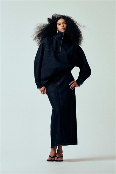 Комплект из джинсовой куртки-воронки свободного кроя артикул 155311044