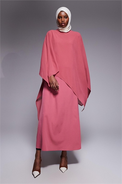 Платье с драпировкой на капюшоне, розовое артикул 155319316