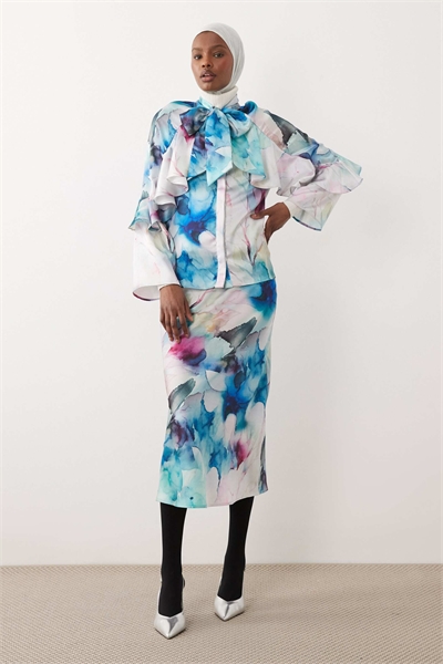 Комплект с атласной юбкой макси артикул 155319313