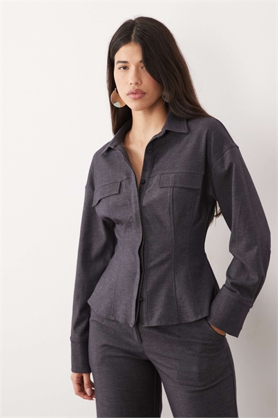 Эксклюзивная рубашка из эластичной ткани с зауженной талией и акцентными швами co-ord артикул 154868452