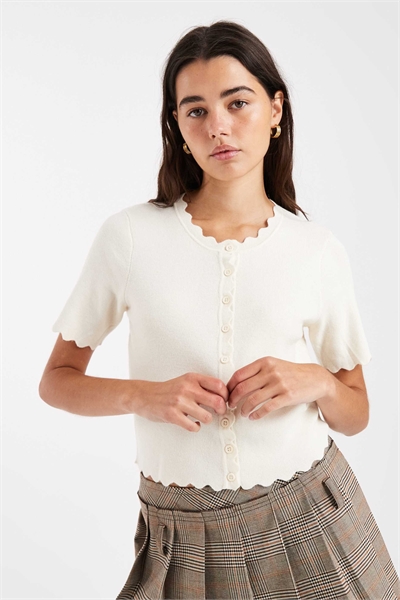 Кардиган с короткими рукавами и волнистым краем артикул 154608840