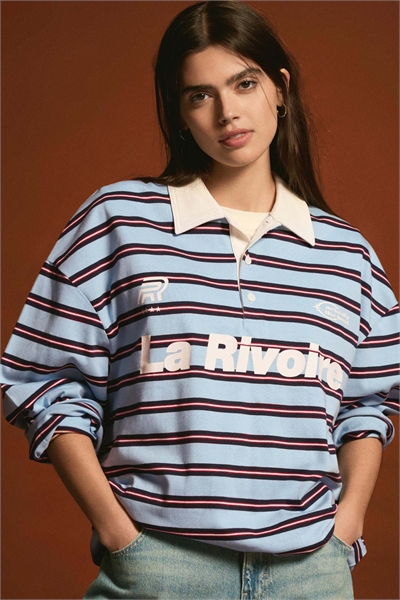 Футболка с длинным рукавом и воротником-поло с принтом артикул 155702354