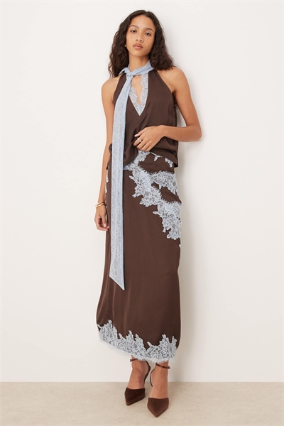 Макси-юбка из атласа с кружевной отделкой co-ord артикул 150528685