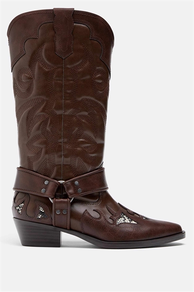 Ковбойские сапоги с элементами в стиле «анимал-принт» артикул 155868899