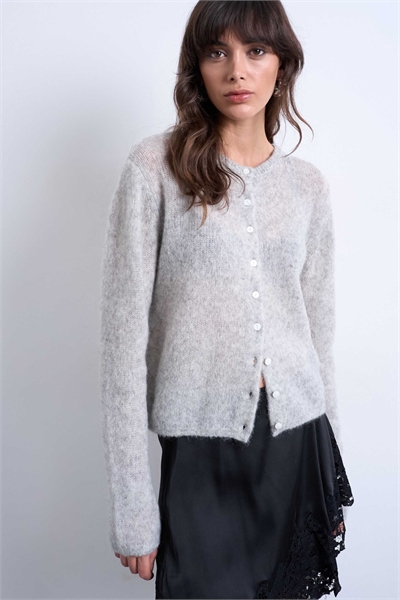 Вязаный кардиган свободного кроя из мохера премиум-класса артикул 149033007