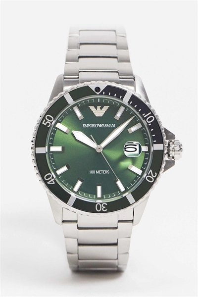 Мужские часы с браслетом из серебра в стиле дайвер артикул 1965281