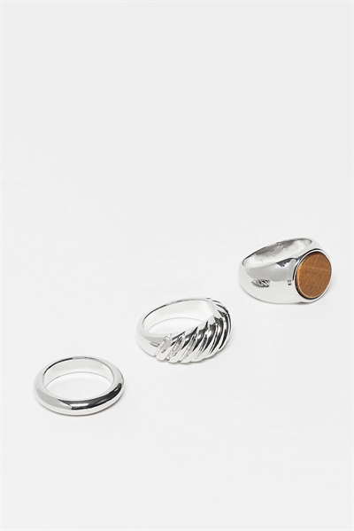 Набор из 3 универсальных колец с полудрагоценным камнем «тигровый глаз» артикул 154100805