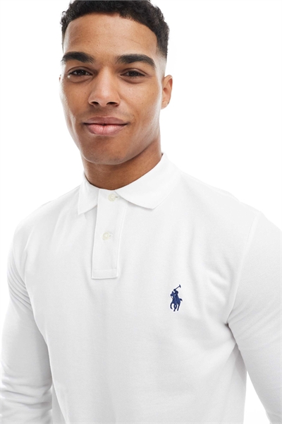 Поло с логотипом в виде значка, приталенный крой, длинный рукав артикул 147473441