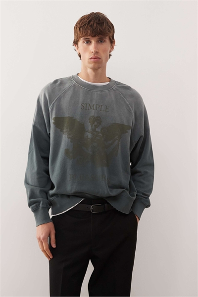 Темно-зеленая свитшот свободного кроя артикул 151450351