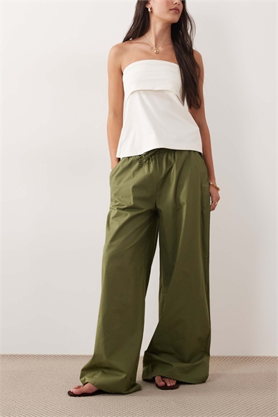 Брюки с широкими штанинами и завязками на талии артикул 155869919